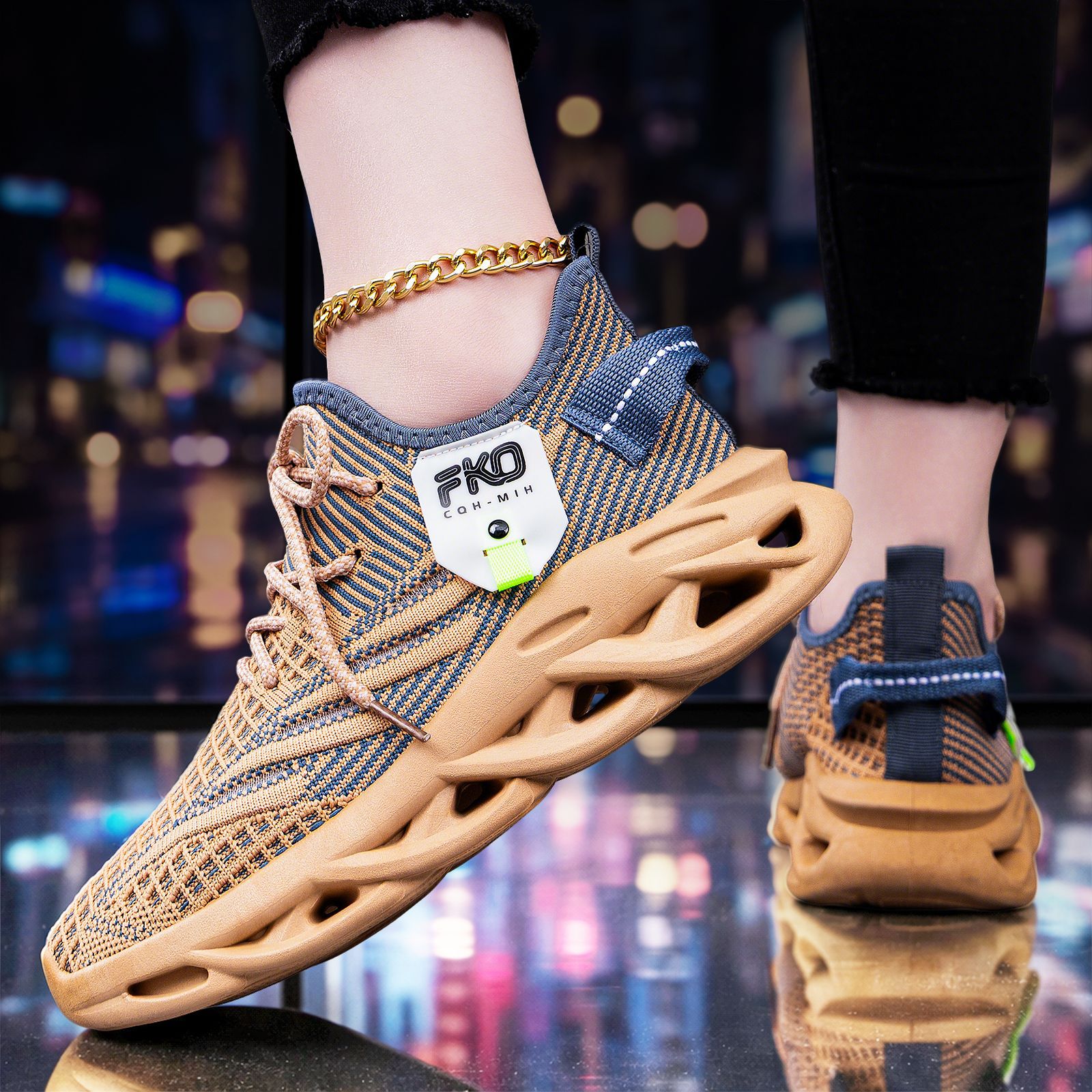 Мужские дышащие вязаные кроссо – обзор и цена Knit Fabric Lace Up Sneakers