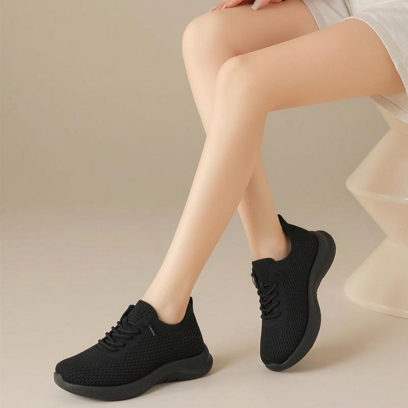 Летние женские дышащие сетчаты – обзор и цена Knit Fabric Lace Up Sneakers